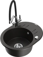 Zlewozmywaki z baterią - Mexen Kevin zlewozmywak granitowy 1-komorowy z baterią kuchenną Duo, czarny/złoty metalik - 6517-75-671701-07 - miniaturka - grafika 1