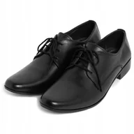Półbuty męskie - Buty Męskie Wyjściowe Matowe Półbuty Czarne Skórzane Eleganckie 40 - miniaturka - grafika 1