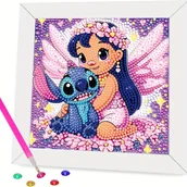 Rękodzieło - TEMU 1 szt. 4 szt. Disney Stitch 3D Diamond Painting Kit DIY Craft z zestawem narzędzi, wystrój salonu sypialni Art Cartoon Creative Decoration Gift - miniaturka - grafika 1