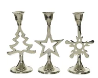 Świeczniki - Świecznik aluminiowy z brokatem na święta 16cm - miniaturka - grafika 1