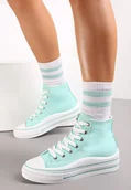 Trampki damskie - Miętowe Trampki z Wysoką Cholewką na Platformie Layun - Renee - miniaturka - grafika 1