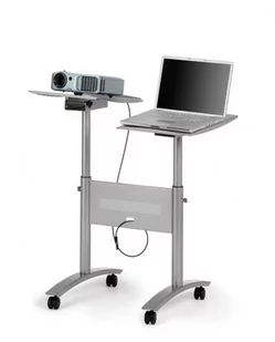 Nobo Stolik multimedialny do projekcji NOBO mobilny metalowy dwupoziomowy srebrny ACN1900791 - Systemy ekspozycyjne i znaki informacyjne - miniaturka - grafika 1