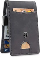 Portfele - TRAVANDO Rio Portfel z klipsem na pieniądze, męskie portfele, wąska kieszeń przednia z blokadą RFID, minimalistyczne, mini składane pudełko prezentowe, szare, rozmiar S - miniaturka - grafika 1