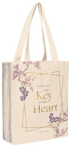 moses. Just one more chapter Leselust-Shopper Key, torba do przenoszenia w kształcie książki, wykonana w 100% z bawełny, duża torba na książki z kwiatowym wzorem, idealna dla fanów nowych dorosłych