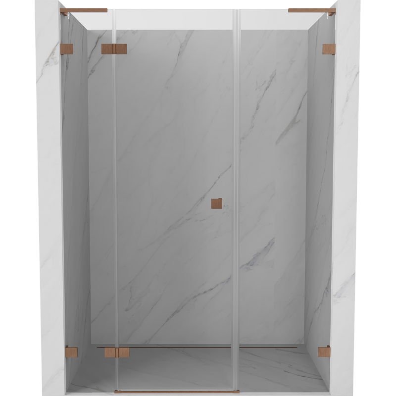 Mexen Lunar L drzwi prysznicowe uchylne lewe 135 cm, transparent, miedź szczotkowana - 834SL-135-050-65-00-L