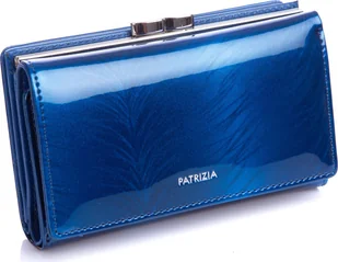Patrizia Portfel Damski Lakierowany Skórzany Duży RFID Niebieski - Portfele - miniaturka - grafika 1
