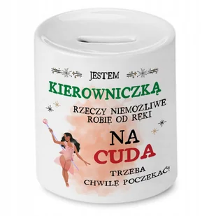 Skarbonka Dla Kierowniczki na Urodziny na Prezent z Nadrukiem ze Zdjęciem + Opakowanie na prezent (wzór 01) - Skarbonki - miniaturka - grafika 1