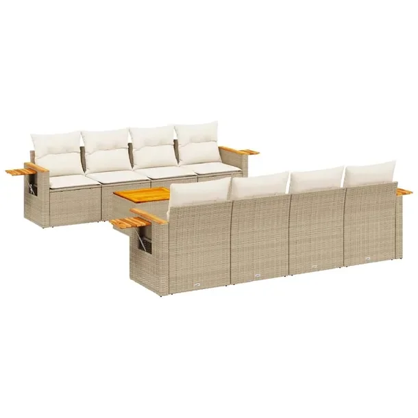 Zestaw mebli ogrodowych rattanowy beżowy 4+4+1 - 62/85x62x69cm