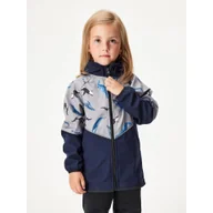 Odzież trekkingowa damska - Dziecięca kurtka softshell z polarem Slim, Tm. Niebiesko-czarny, Szary, Wieloryb - miniaturka - grafika 1