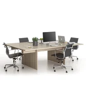 Biurka - Stół DOUBLE SOLID + 2x rozszerzenie blatu, 2400 x 1650 x 743 mm, naturalny dąb - miniaturka - grafika 1