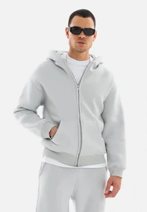 jednokolorowa bluza z kapturem Basic Oversized Zip Premium męska i damska bluza dresowa (Unisex) malowana na szaro S - Bluzy damskie - miniaturka - grafika 1