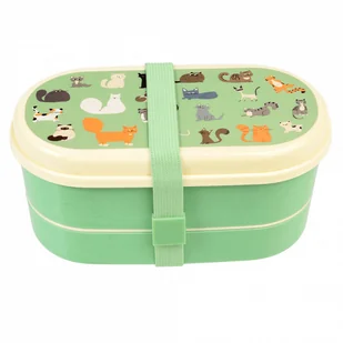 Rex London, Lunchbox Bento, Koty - Zestawy naczyń dla dzieci - miniaturka - grafika 1