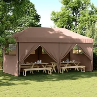 Pawilony ogrodowe - vidaXL Namiot imprezowy typu pop-up z 4 ściankami, brązowy - miniaturka - grafika 1