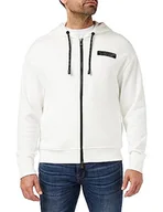Bluzy męskie - Armani Exchange Męska bluza z kapturem z limitowaną edycją We Beat As One Capsule French Terry Full Zip Hoodie, biały, L - miniaturka - grafika 1