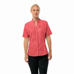 Koszule damskie - Damska koszula Jack Wolfskin NORBO S/S SHIRT W vibrant red check - XS - grafika 1