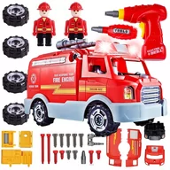 Samochody i pojazdy dla dzieci - Straż pożarna, wóz strażącki do skręcania rozkręcania, światło, dźwięk, wkrętarka na baterie - miniaturka - grafika 1