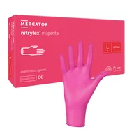 Rękawiczki jednorazowe - Rękawiczki nitrylowe L różowe Mercator Nitrylex Magenta 100sztuk - miniaturka - grafika 1