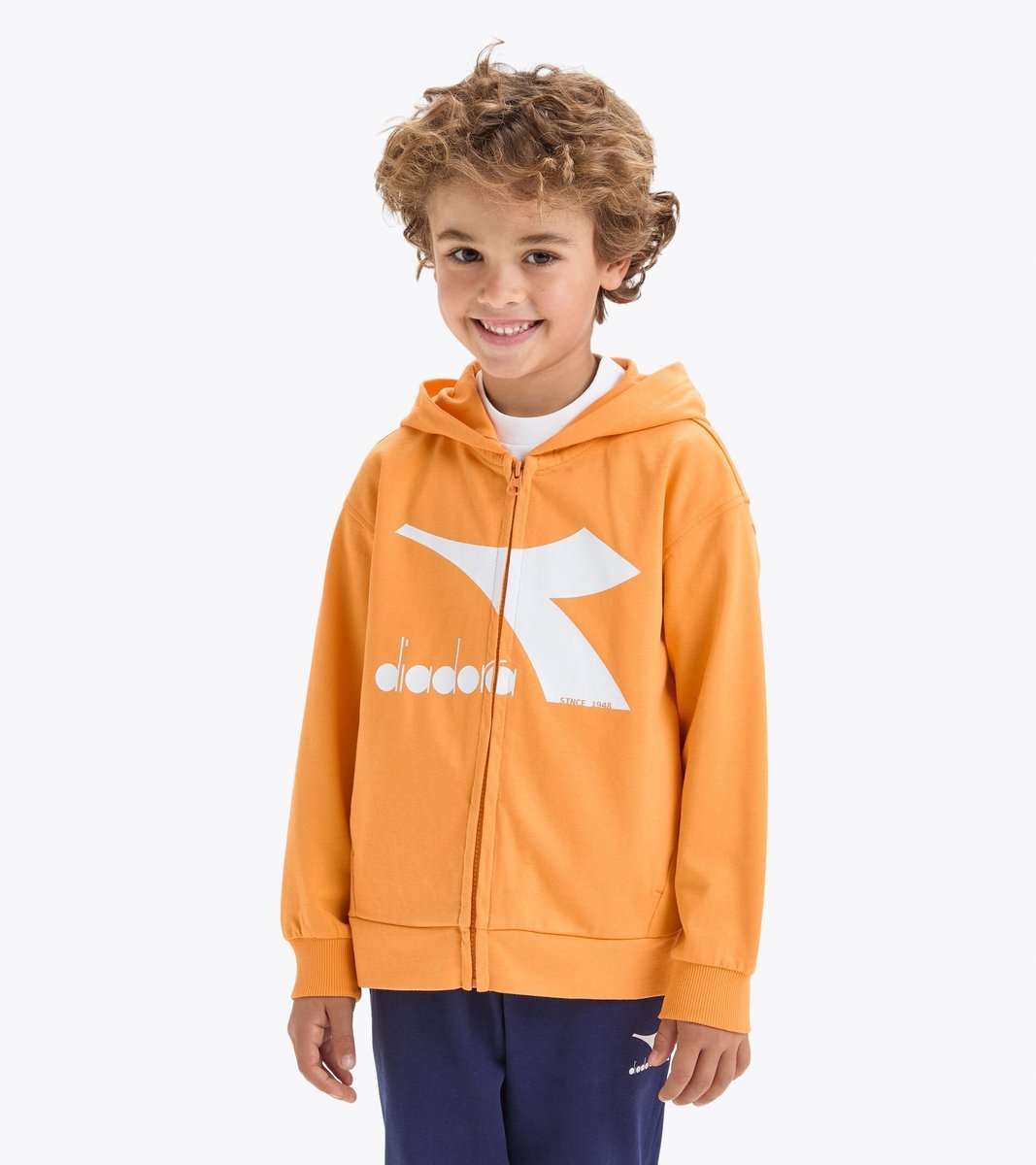 DIADORA POMARAŃCZOWA BLUZA DZIECIĘCA Z KAPTUREM I DŁUGIM RĘKAWEM 118 6FA