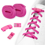 Akcesoria obuwnicze - Płaskie sznurówki bez wiązania do butów z zapinkami na magnes różowe 100cm - miniaturka - grafika 1