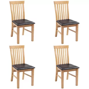 Krzesła stołowe, 4 szt., lite drewno dębowe i sztuczna skóra - Krzesła - miniaturka - grafika 1