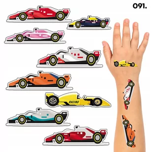 TATUAŻE ZMYWALNE DLA DZIECI TYMCZASOWE AUTA F1 FORMUŁA1 - 8 EL. / 150 WZORÓ - Zabawki kreatywne - miniaturka - grafika 1