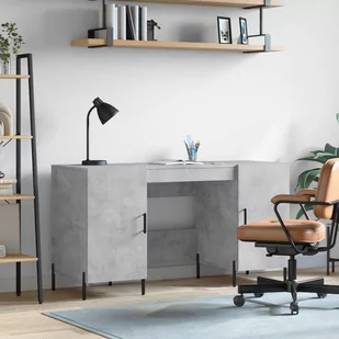 ﻿Biurko, szarość betonu, 140x50x75 cm, materiał drewnopochodny - Biurka dla dzieci - miniaturka - grafika 1