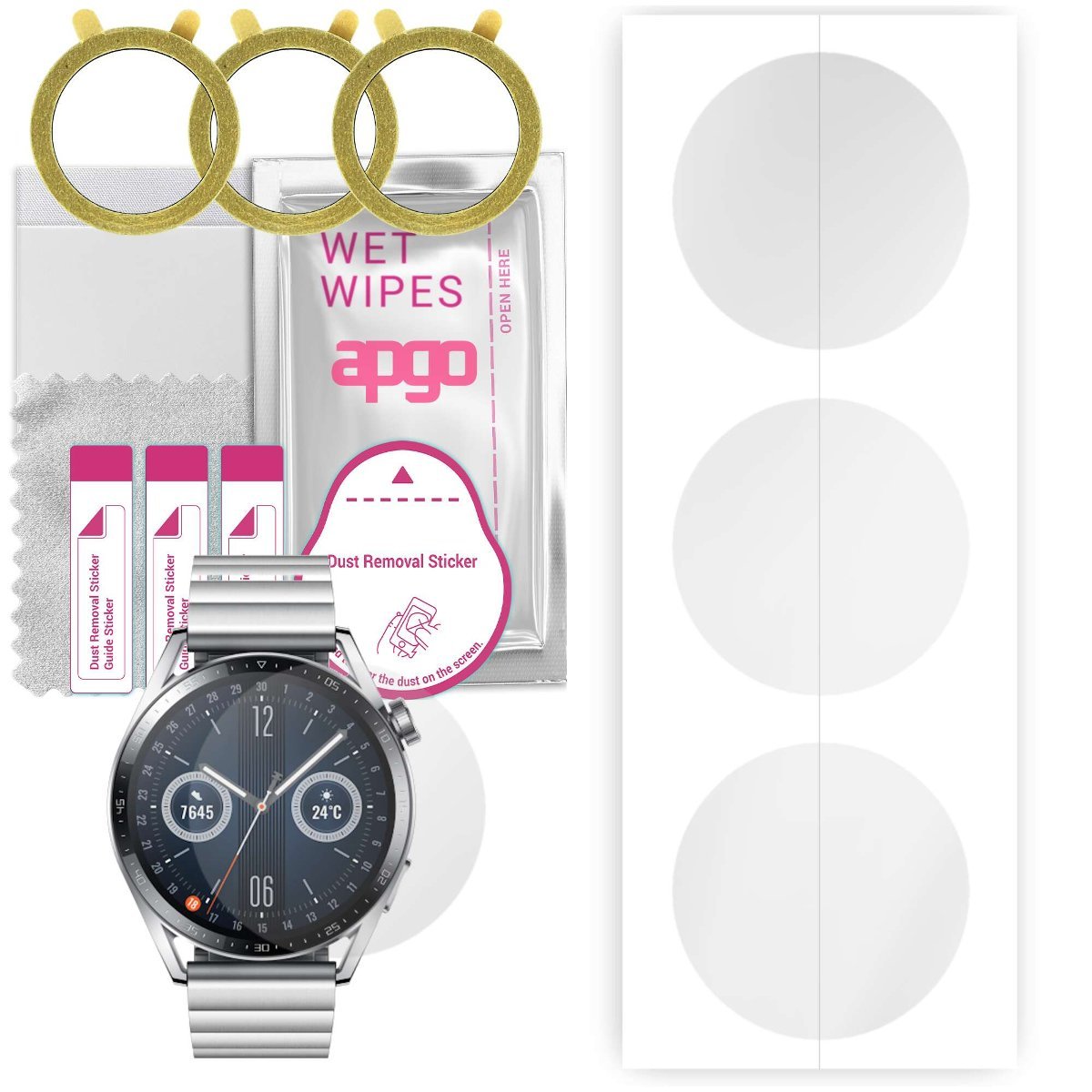 3x Folia hydrożelowa do Huawei Watch GT 3 46mm Elite - apgo Smartwatch Hydrogel Protection Ochrona na ekran smartwatcha