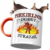 Kubki - Kubek Pomarańczowy dla Strażaka Piekielnie Dobry z Nadrukiem ze Zdjęciem + Opakowanie na prezent (wzór 01) - miniaturka - grafika 1