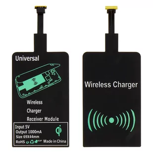 Zestaw ładowarki Qi i bezprzewodowy odbiornik ładowania Micro-USB — czarny - Ładowarki do telefonów - miniaturka - grafika 1