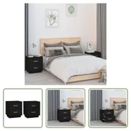 Szafki nocne - The Living Store Szafki nocne 2 szt. czarne 40x34x45 cm lite drewno sosnowe - miniaturka - grafika 1