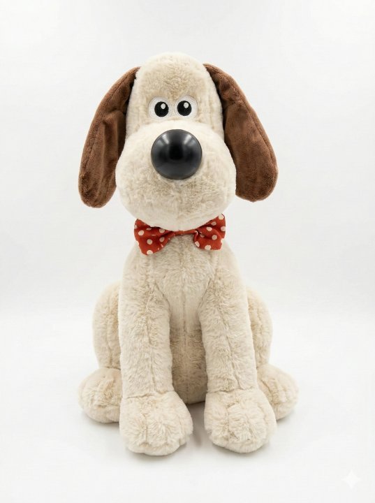 DUŻY PLUSZOWY PIES MASKOTKA 40CM PRZYTULANKA PREZENT Z MUCHĄ