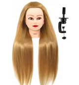 Pozostałe akcesoria fryzjerskie - Główka treningowa Ola brass, włos syntetyczny + uchwyt, fryzjerska do czesania, głowa do ćwiczeń 70cm - miniaturka - grafika 1