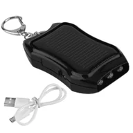 Powerbanki - Powerbank Solarny Power Bank z latarką 1200mAh Brelok do kluczy plecaka Czarny - miniaturka - grafika 1