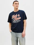 Koszulki męskie - Jack & Jones Koszulka "Jjelogo" w kolorze granatowym - miniaturka - grafika 1