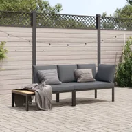 Meble ogrodowe - 2-cz. zestaw mebli do ogrodu, z poduszkami, czarne aluminium - miniaturka - grafika 1