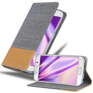 Etui i futerały do telefonów - Etui Cadorabo do Samsung Galaxy S6 EDGE w kolorze LIGHT GREY BROWN Etui na telefon komórkowy z magnetycznym zamknięciem, funkcją podstawki i miejscem na kartę Etui ochronne Etui z klapką w stylu książki - miniaturka - grafika 1
