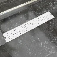Syfony - vidaXL vidaXL Kratka odpływowa, liniowa, 630x140 mm, wzór w kropki, stal nierdzewna - miniaturka - grafika 1