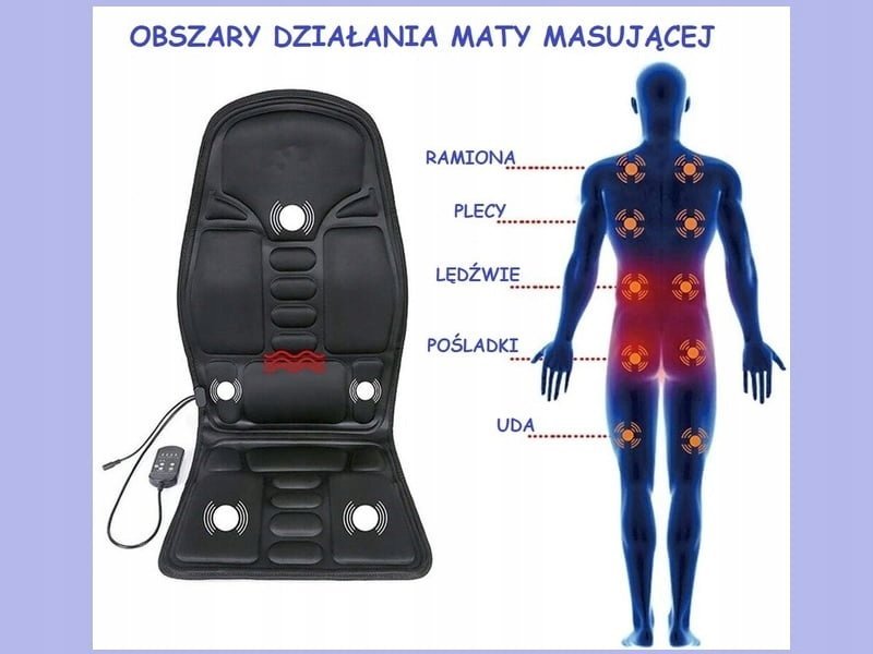 MATA MASUJĄCA GRZEJĄCA Z PILOTEM SAMOCHODU DOMU MATA NA SIEDZENIE MASUJĄCA