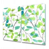 Deski do krojenia - Dwuczęściowa Deska Kuchenna ze Wzorem - Zielone gałązki - 2 sztuki 30x52 cm - miniaturka - grafika 1