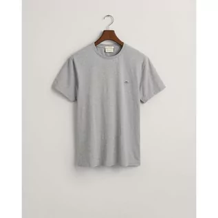 Koszulki męskie - GANT Męski t-shirt Slim Shield SS, szary melanż, standardowy, szary melanż, S - grafika 1