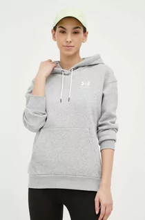 Bluzy damskie - Under Armour bluza damska kolor szary z kapturem gładka - grafika 1