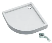 Brodziki prysznicowe - SCHEDPOL SCHEDLINE COLLECTION Brodzik półokrągły zintegrowany FAVORY PLUS WHITE STONE 90x90x16 z systemem STABILSOUND PLUS 3ST.F1O-9090/B/ST GRATIS SYFON 90 MM- - miniaturka - grafika 1