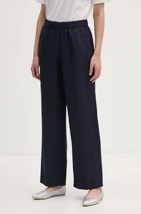 Gant spodnie lniane kolor granatowy szerokie high waist 4150306 - Spodnie damskie - miniaturka - grafika 1
