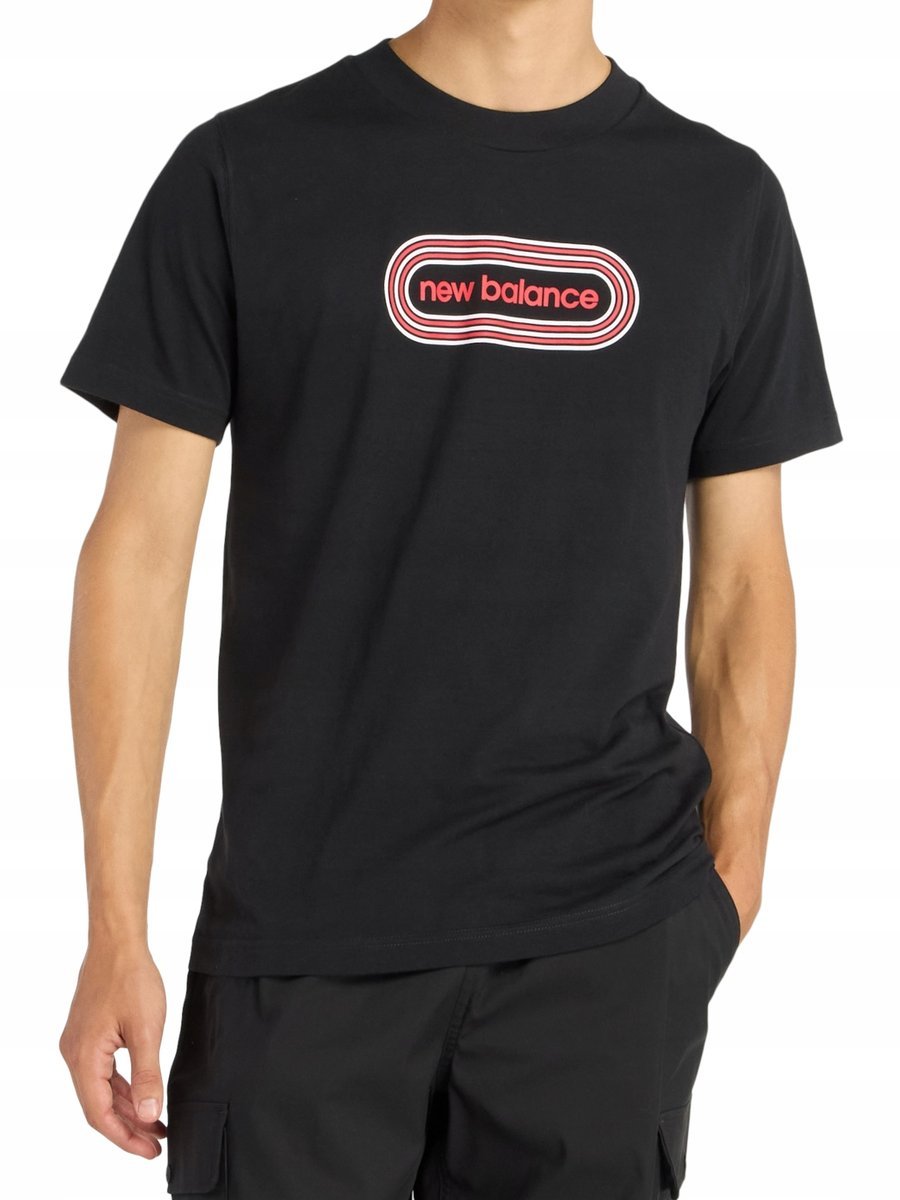KOSZULKA męska T-SHIRT NEW BALANCE MT61C48BBK czarna sportowa bawełniana S S