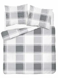 Detexpol Pościel bawełniana 220x200 kratka szara 4459 B bawełna 40 - Pościel - miniaturka - grafika 1