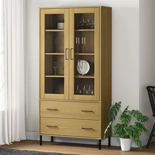 vidaXL Regał OSLO, metalowe nóżki, brązowy, 85x35x172,5 cm, drewno - Regały - miniaturka - grafika 1