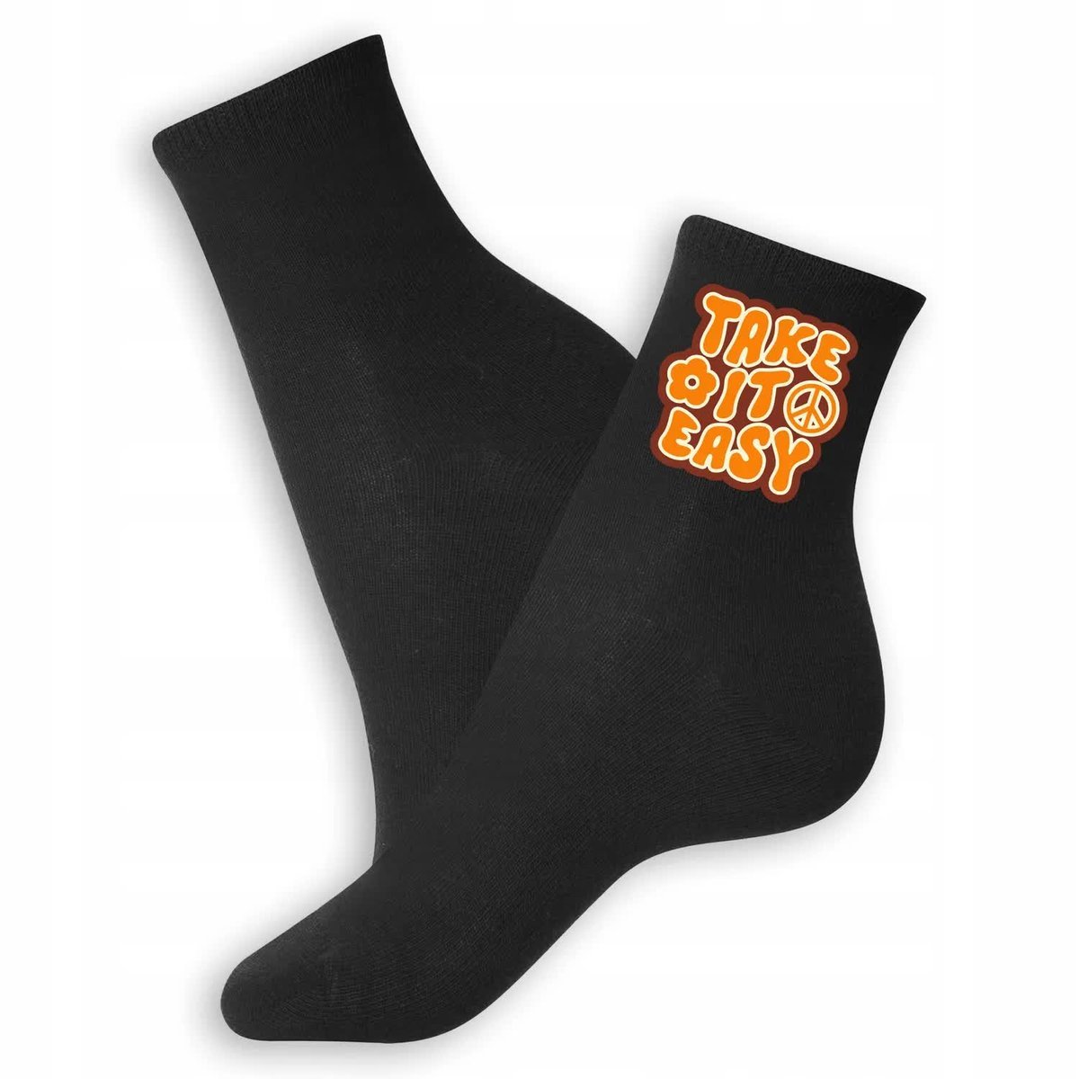 SKARPETKI BAWEŁNIANE CZARNE 39-45 NA PREZENT TAKE IT EASY ŚMIESZNE WZORY