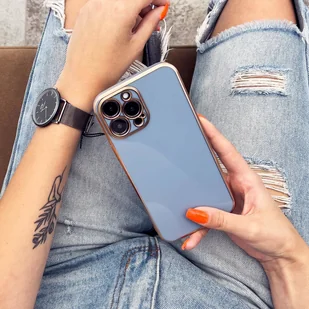 Lighting Color Case etui do iPhone 12 Pro Max żelowy pokrowiec ze złotą ramką fioletowy - Etui i futerały do telefonów - miniaturka - grafika 7