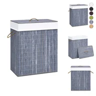 Kosze na bieliznę - vidaXL Bambusowy kosz na pranie z 1 przegrodą Szary 83 L - Kosze na pranie - miniaturka - grafika 1