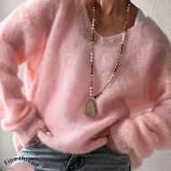 Swetry damskie - TEMU Nowoczesna, elegancka i modna damska sweterka z długim rękawem i dekoltem w serek, w jednolitym kolorze, uniwersalna - miniaturka - grafika 1